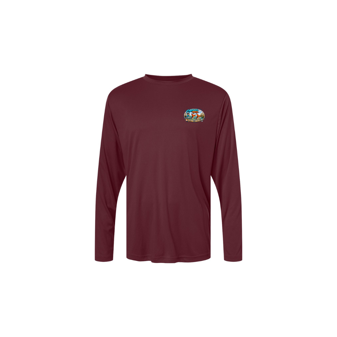 Dad and Son – Youth Long Sleeve in Burgundy - front logo view