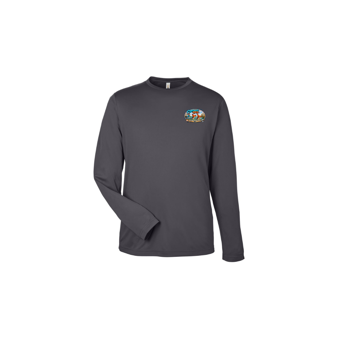 Dad and Son – Youth Long Sleeve in Carbon - front logo view