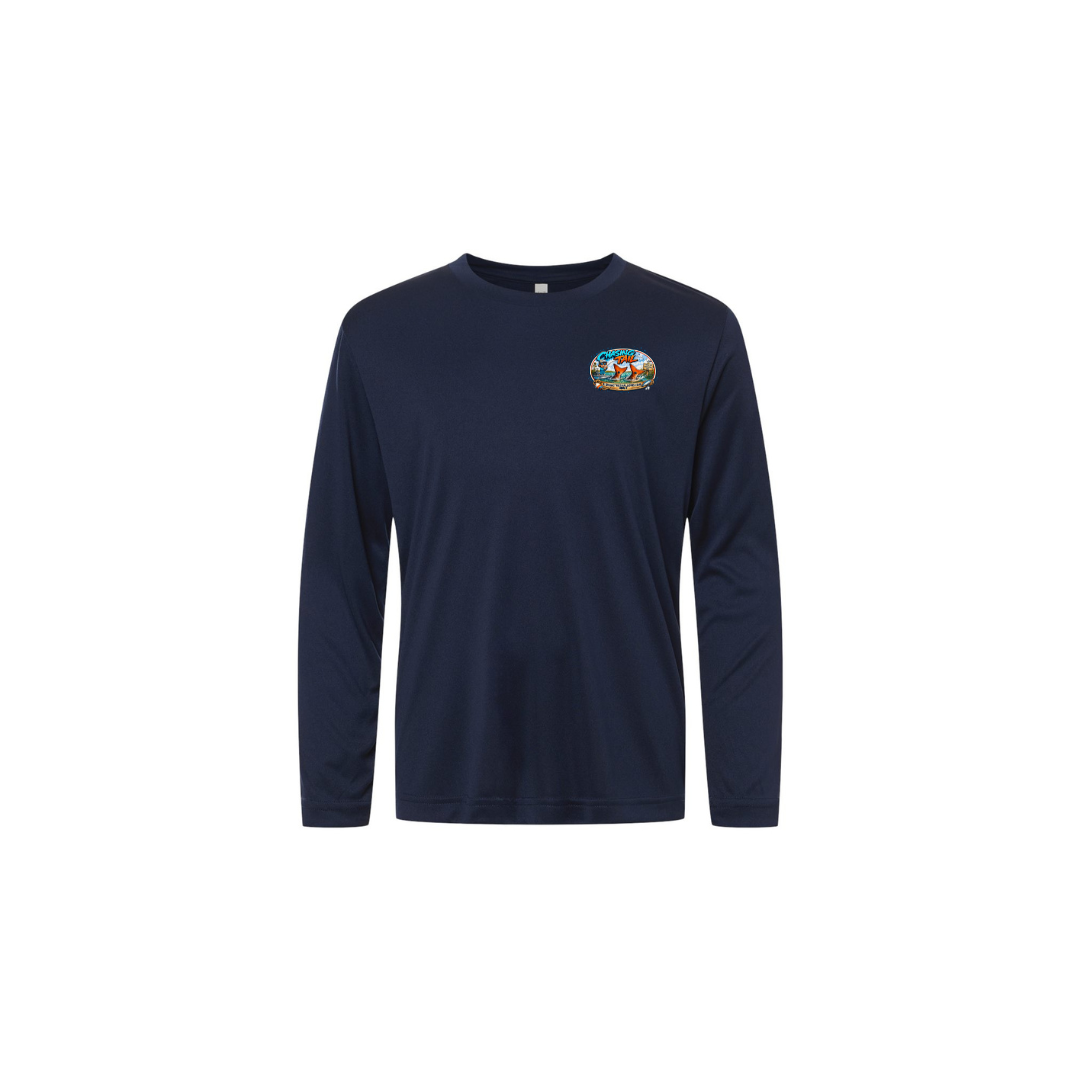 Dad and Son – Youth Long Sleeve in Classic Navy - front logo view