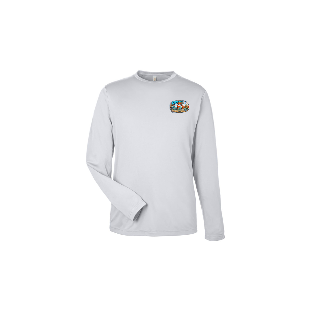 Dad and Son – Youth Long Sleeve in Platinum - front logo view