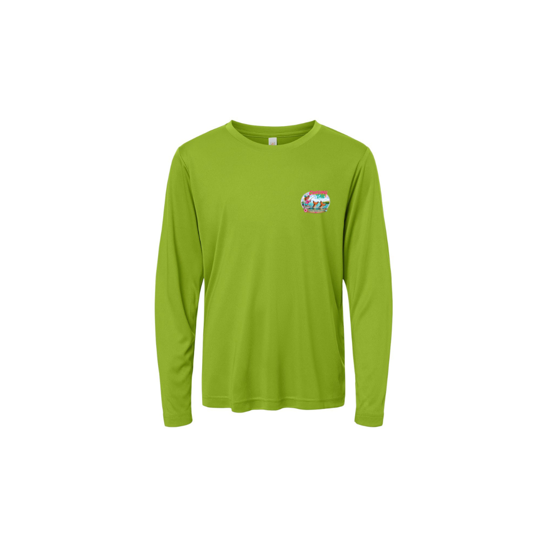 Best Friend Fishing – Girls Long Sleeve in Acid Green - front logo view