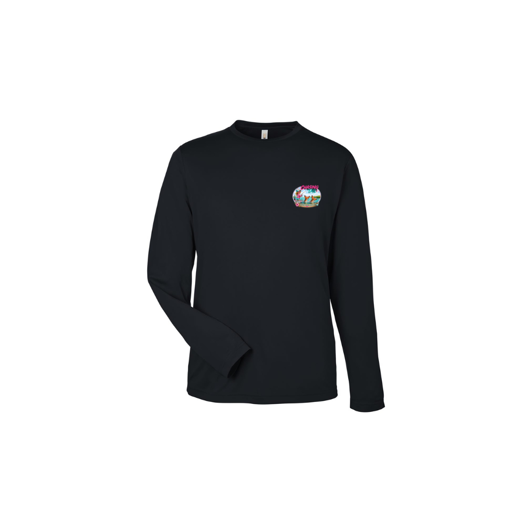 Best Friend Fishing – Girls Long Sleeve in Black - front logo view