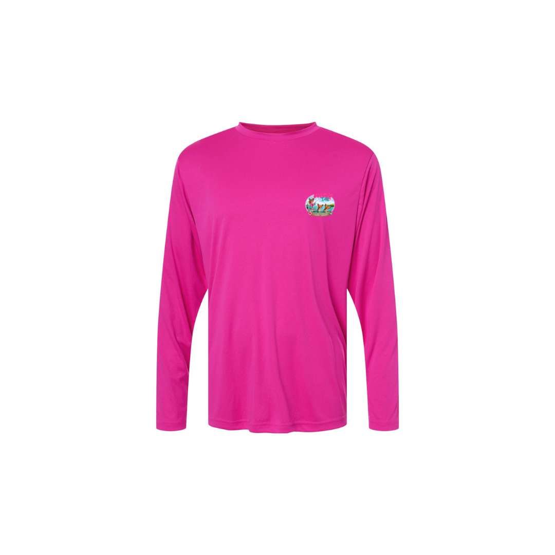 Best Friend Fishing – Girls Long Sleeve in Bright Magenta - front logo view
