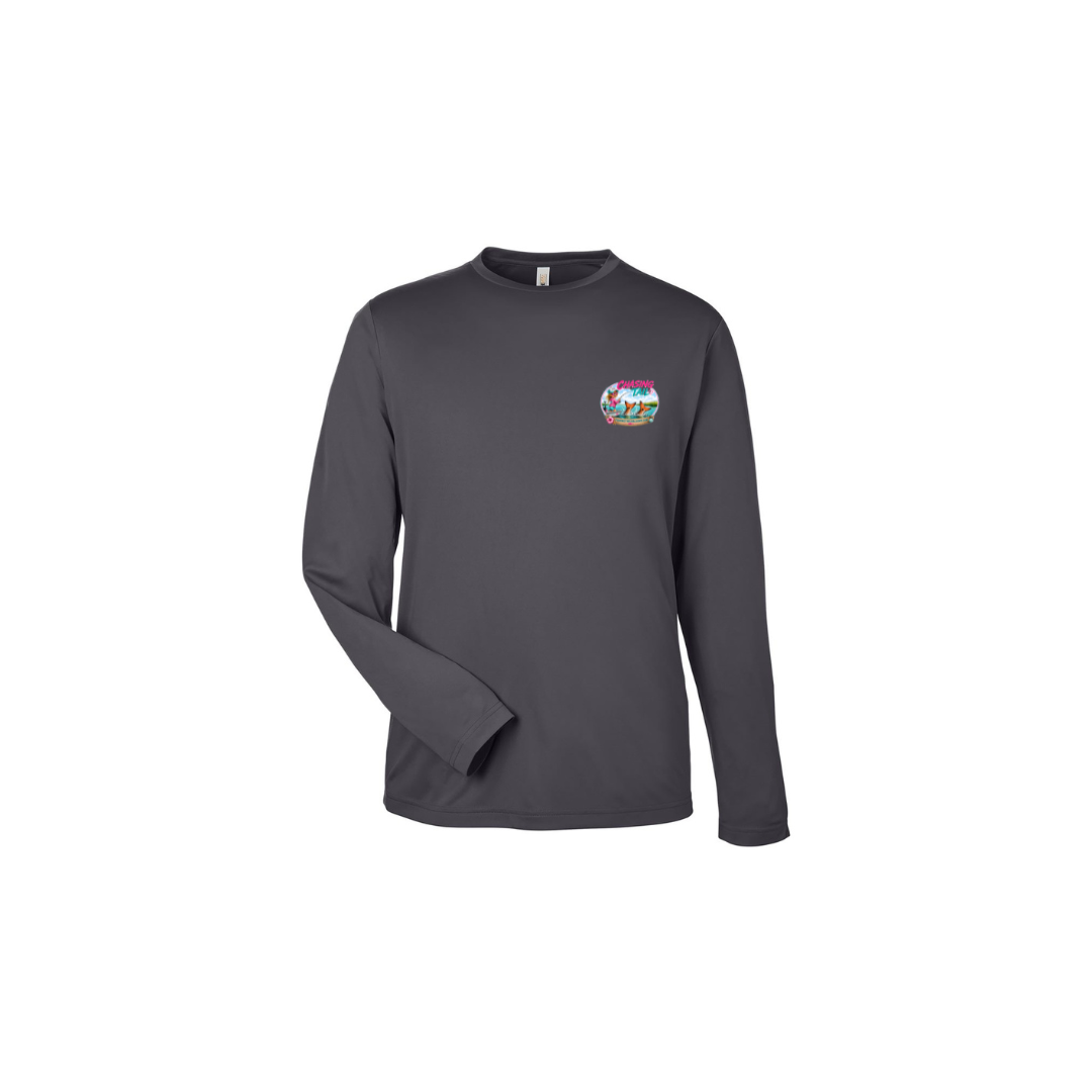 Best Friend Fishing – Girls Long Sleeve in Carbon - front logo view