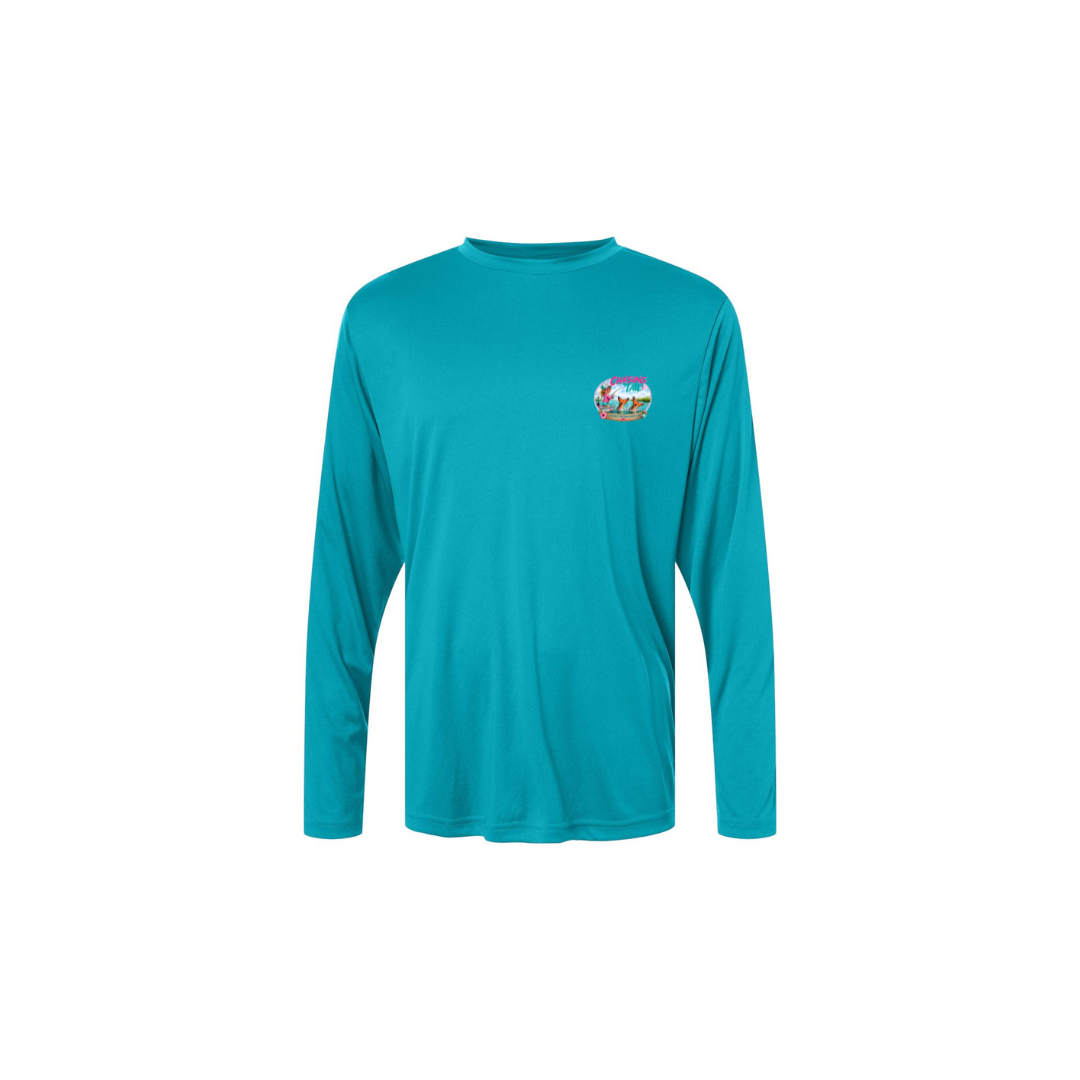 Best Friend Fishing – Girls Long Sleeve in Clear Teal - front logo view