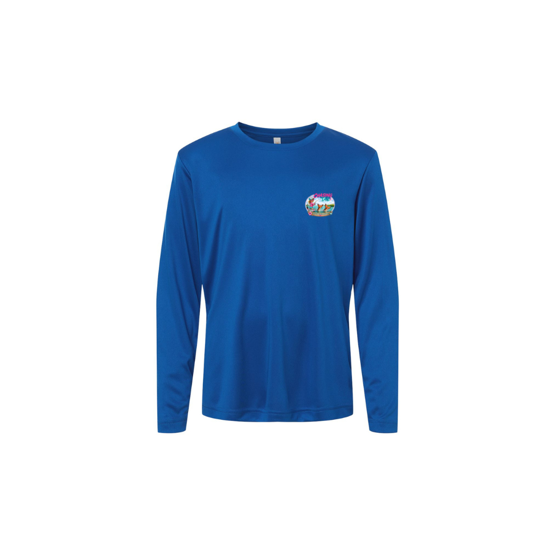 Girl Games – Girls Long Sleeve in True Royal - front logo view
