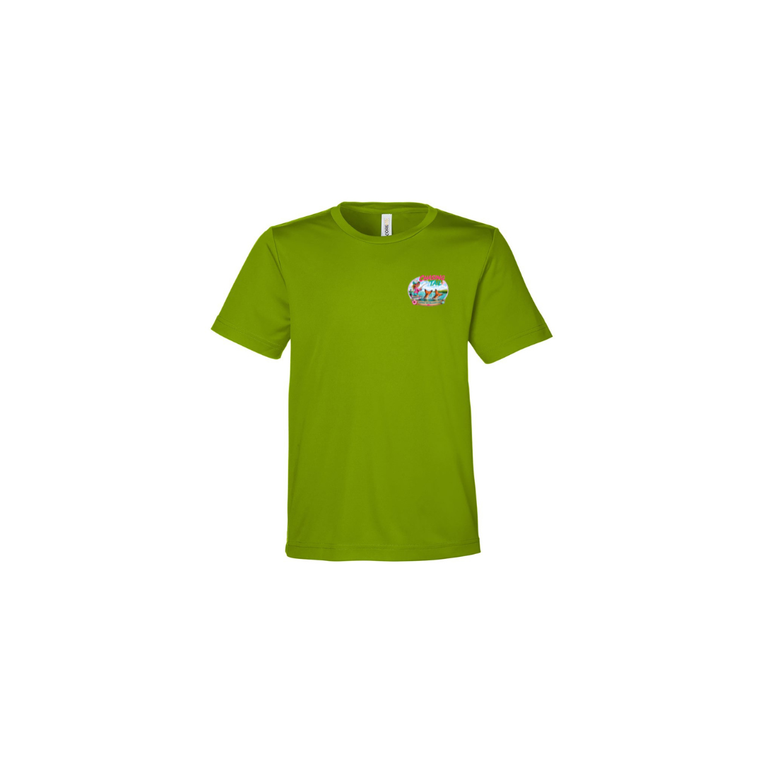 Best Friend Fishing – Girls Short Sleeve in Acid Green - front logo view
