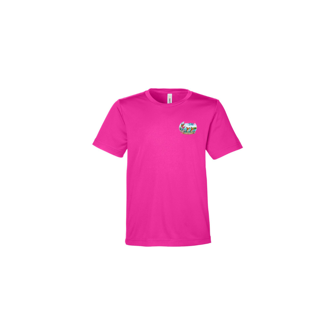 Girl Games – Girls Short Sleeve in Bright Magenta - front logo view