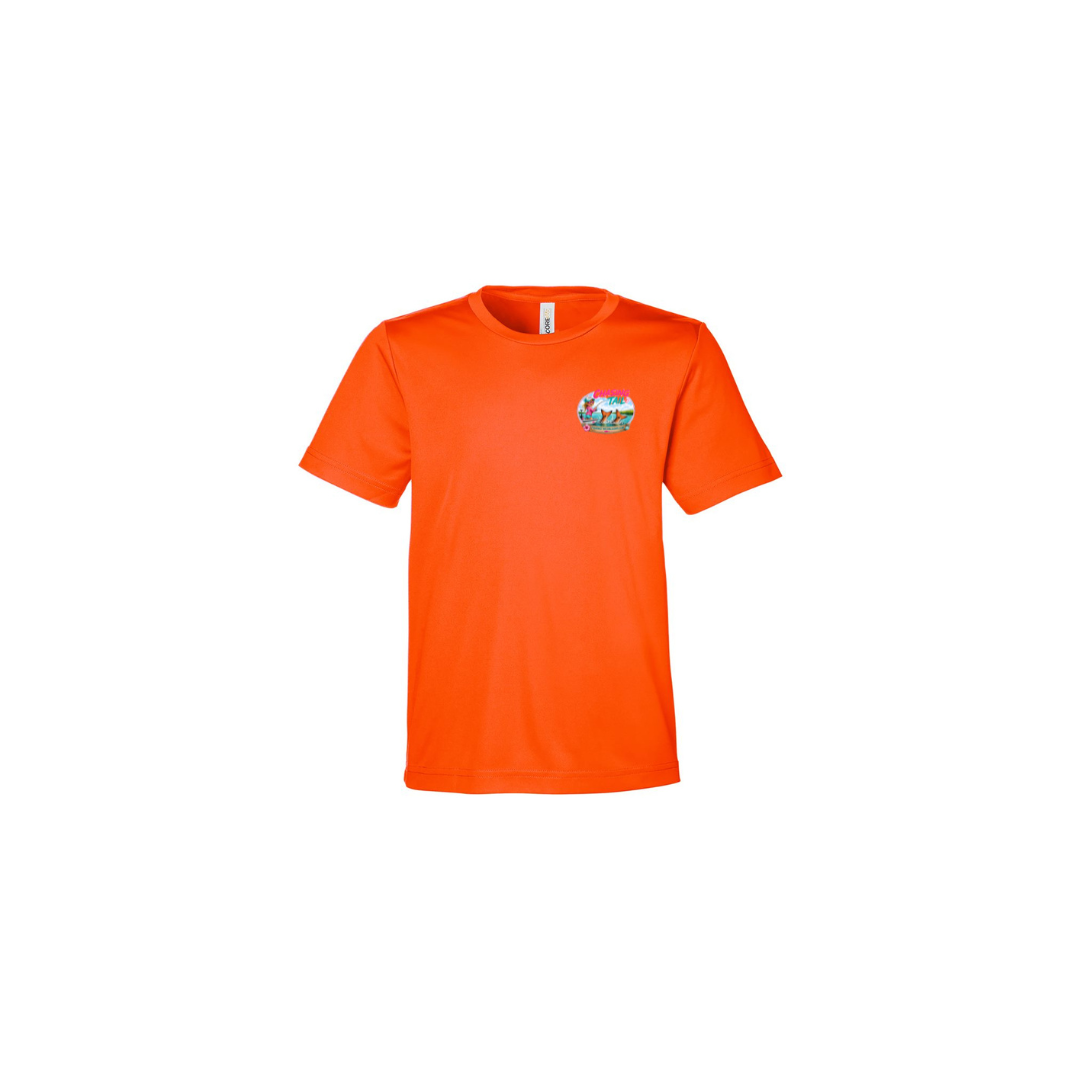 Best Friend Fishing – Girls Short Sleeve in Campus Orange - front logo view
