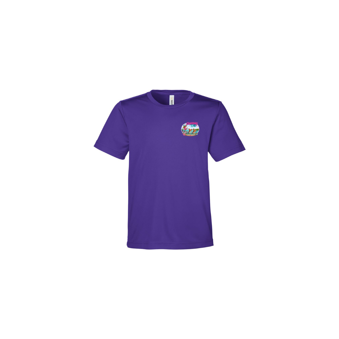 Best Friend Fishing – Girls Short Sleeve in Campus Purple - front logo view