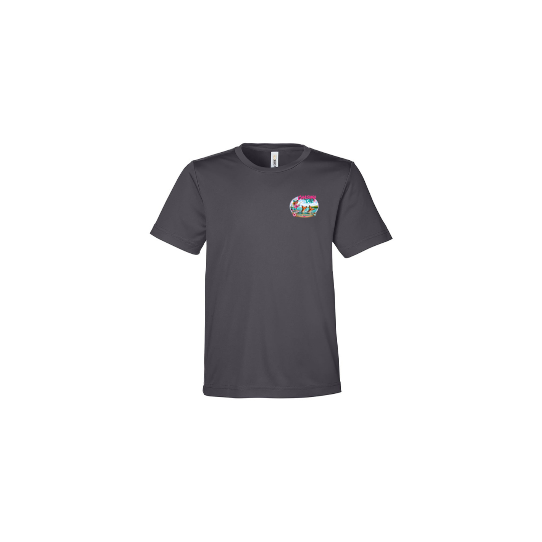 Best Friend Fishing – Girls Short Sleeve in Carbon - front logo view