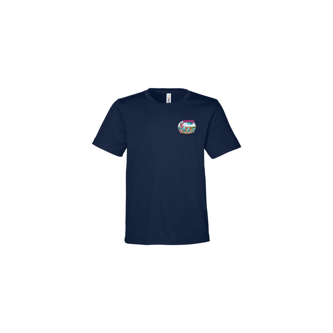 Best Friend Fishing – Girls Short Sleeve in Classic Navy - front logo view