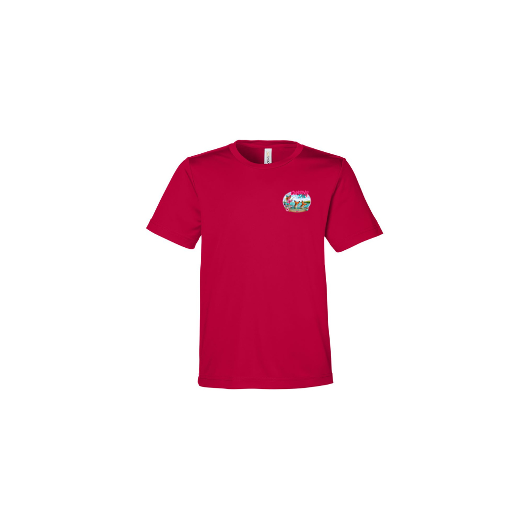 Best Friend Fishing – Girls Short Sleeve in Classic Red - front logo view