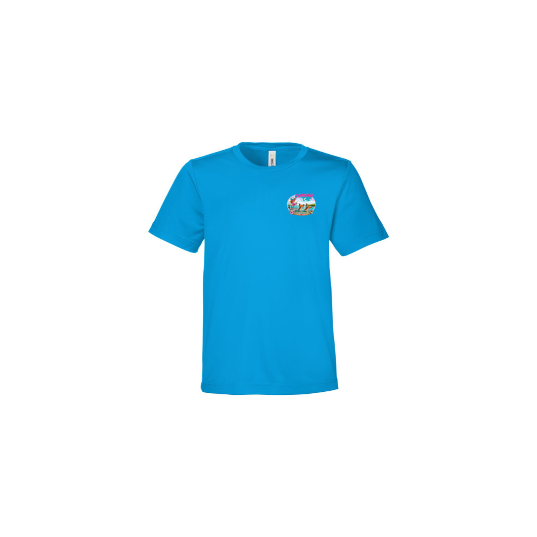 Best Friend Fishing – Girls Short Sleeve in Electric Blue - front logo view