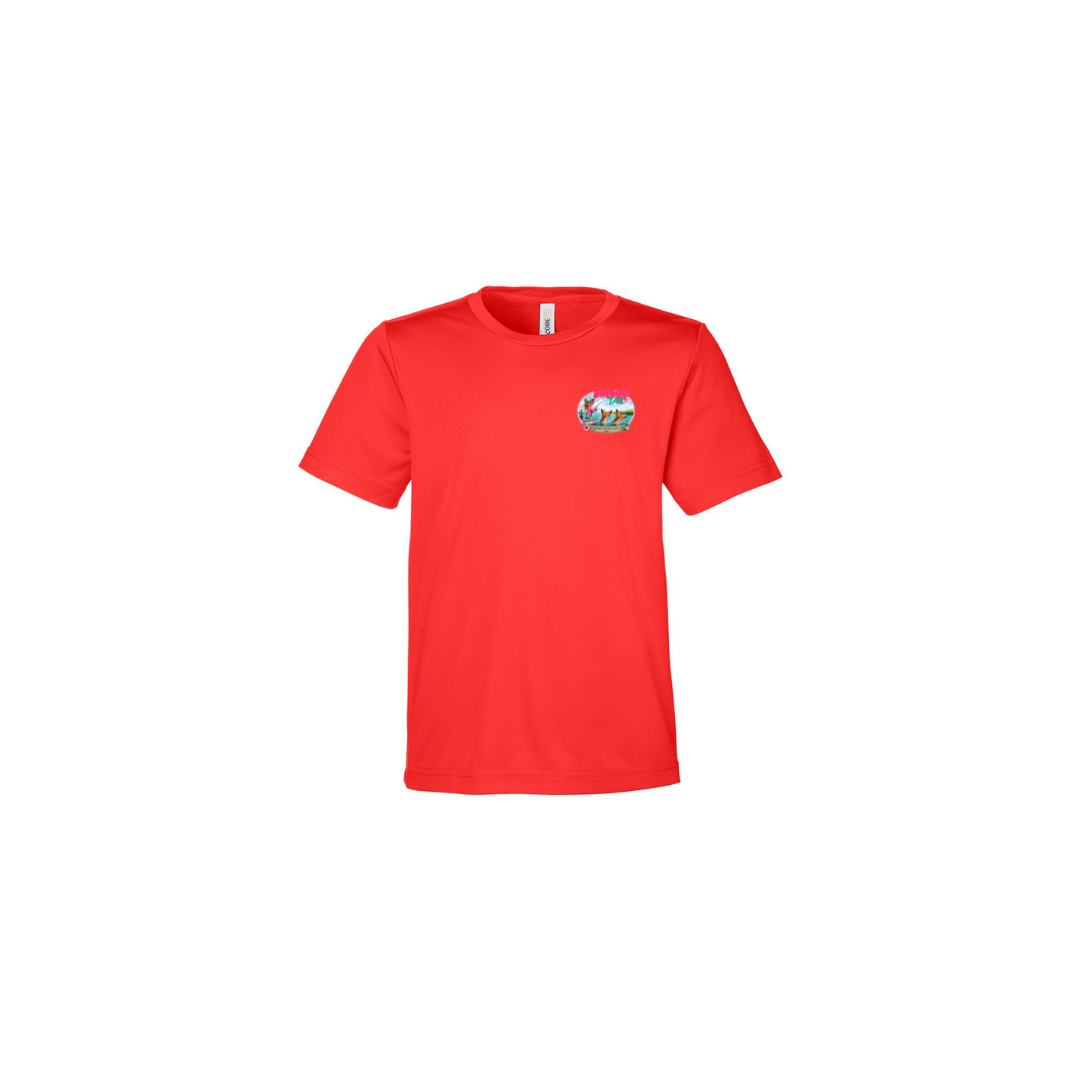 Best Friend Fishing – Girls Short Sleeve in Marina Red - front logo view