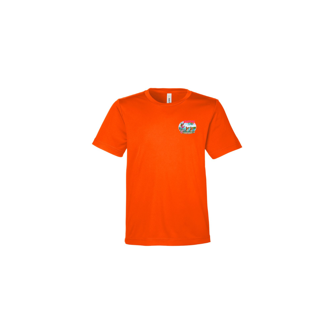 Best Friend Fishing – Girls Short Sleeve in Safety Orange - front logo view