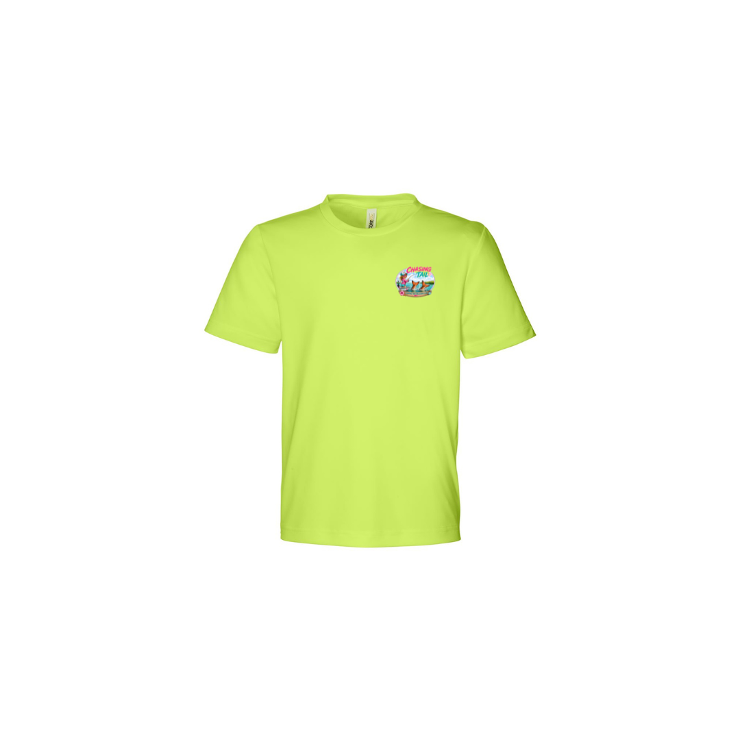 Girl Games – Girls Short Sleeve in Safety Yellow - front logo view
