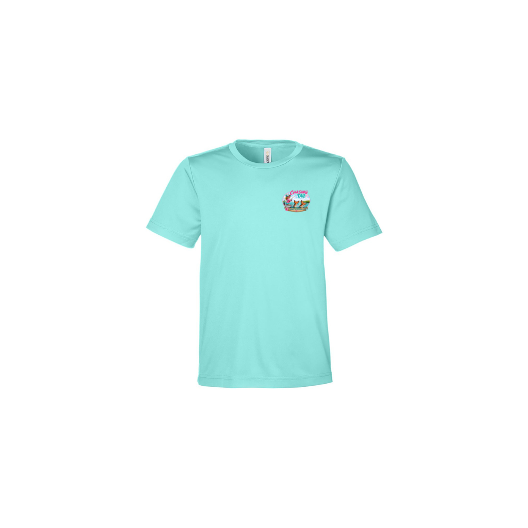 Best Friend Fishing – Girls Short Sleeve in Sea Glass - front logo view