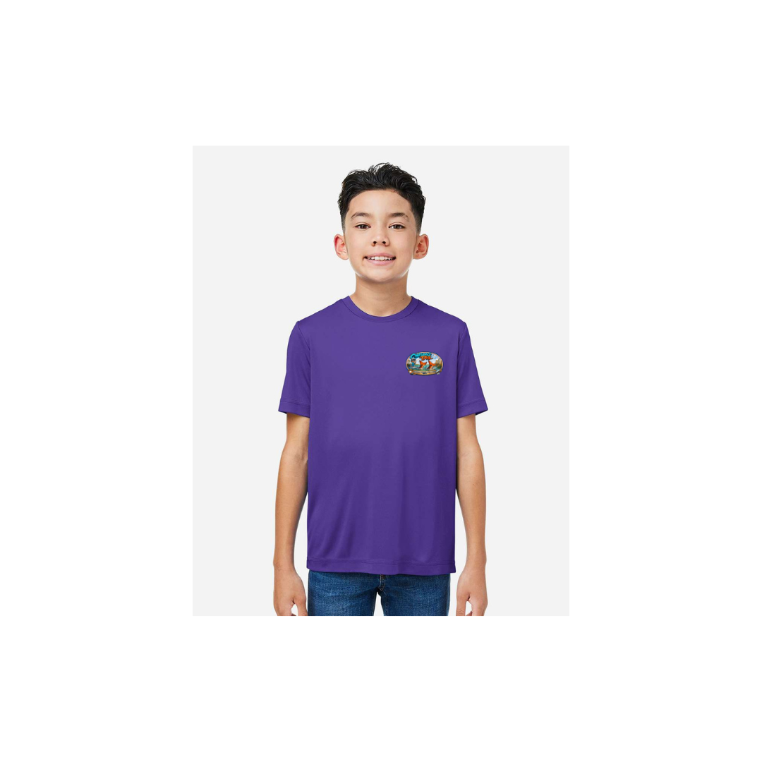 Youth Chasing Tail – Youth Short Sleeve in Campus Purple - front logo view
