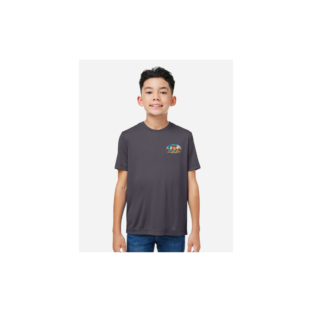 Youth Chasing Tail – Youth Short Sleeve in Carbon - front logo view