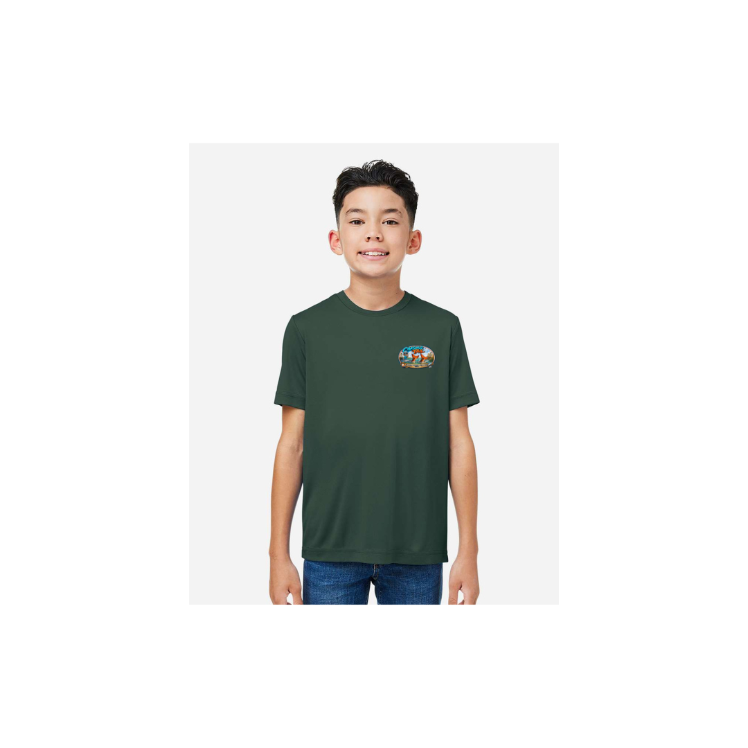 Youth Chasing Tail – Youth Short Sleeve in Forest - front logo view