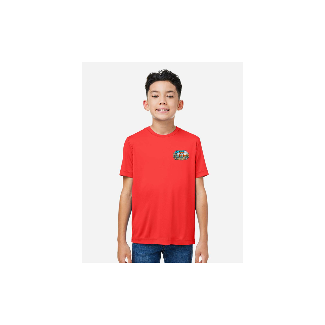 Youth Chasing Tail – Youth Short Sleeve in Marina Red - front logo view