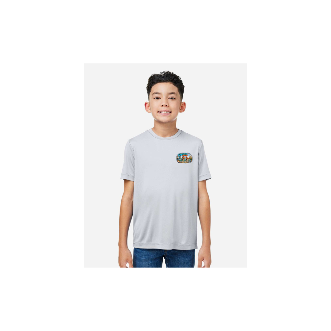 Youth Chasing Tail – Youth Short Sleeve in Platinum - front logo view