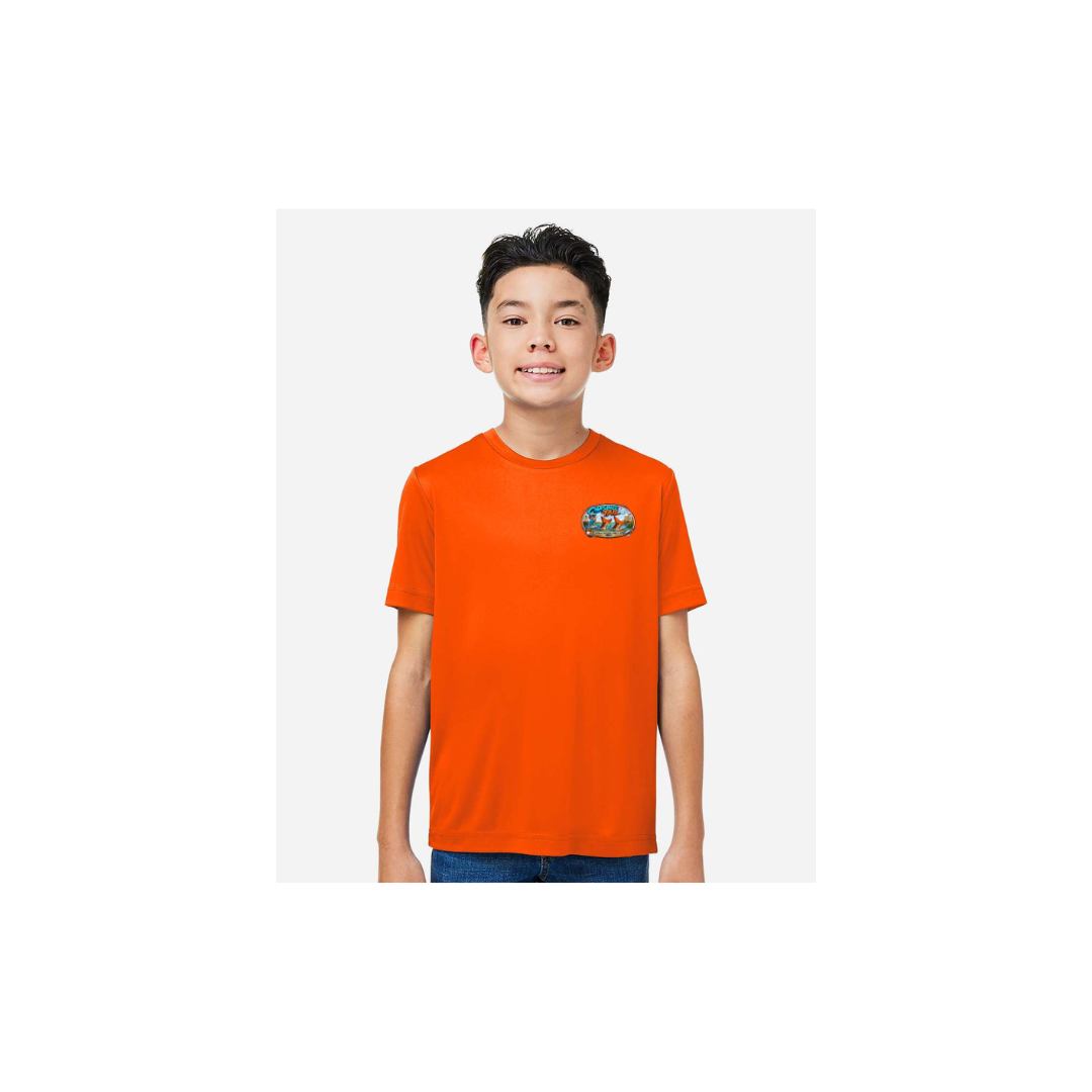 Dad and Son – Youth Short Sleeve in Safety Orange - front logo view