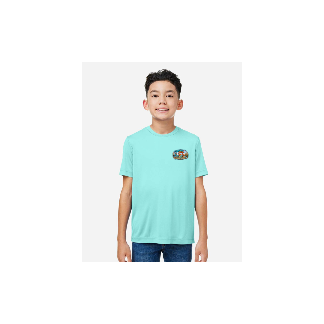 Dad and Son – Youth Short Sleeve in Sea Glass - front logo view