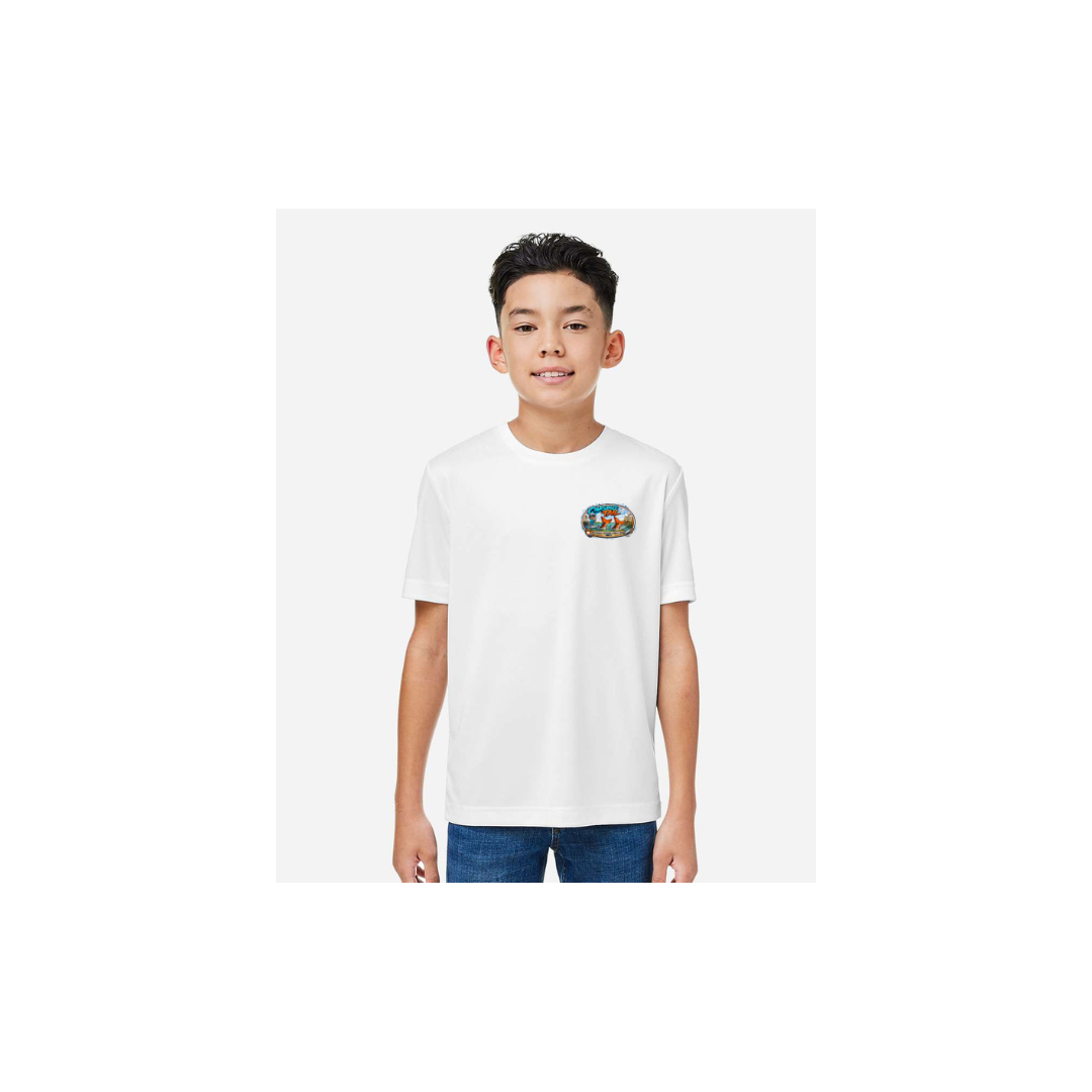Youth Chasing Tail – Youth Short Sleeve in White - front logo view