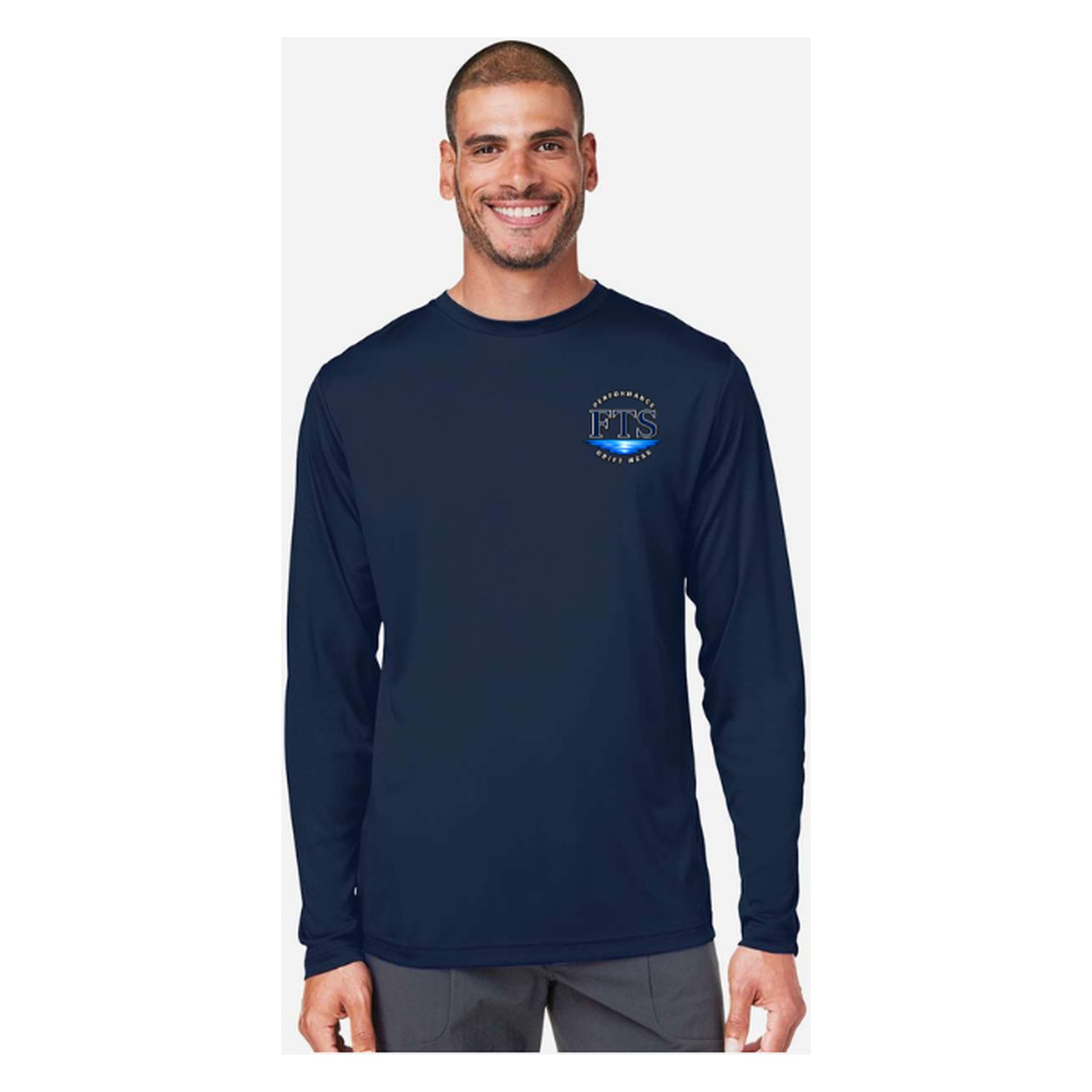 Reel Addict – Men's Long Sleeve - Classic Navy - Front