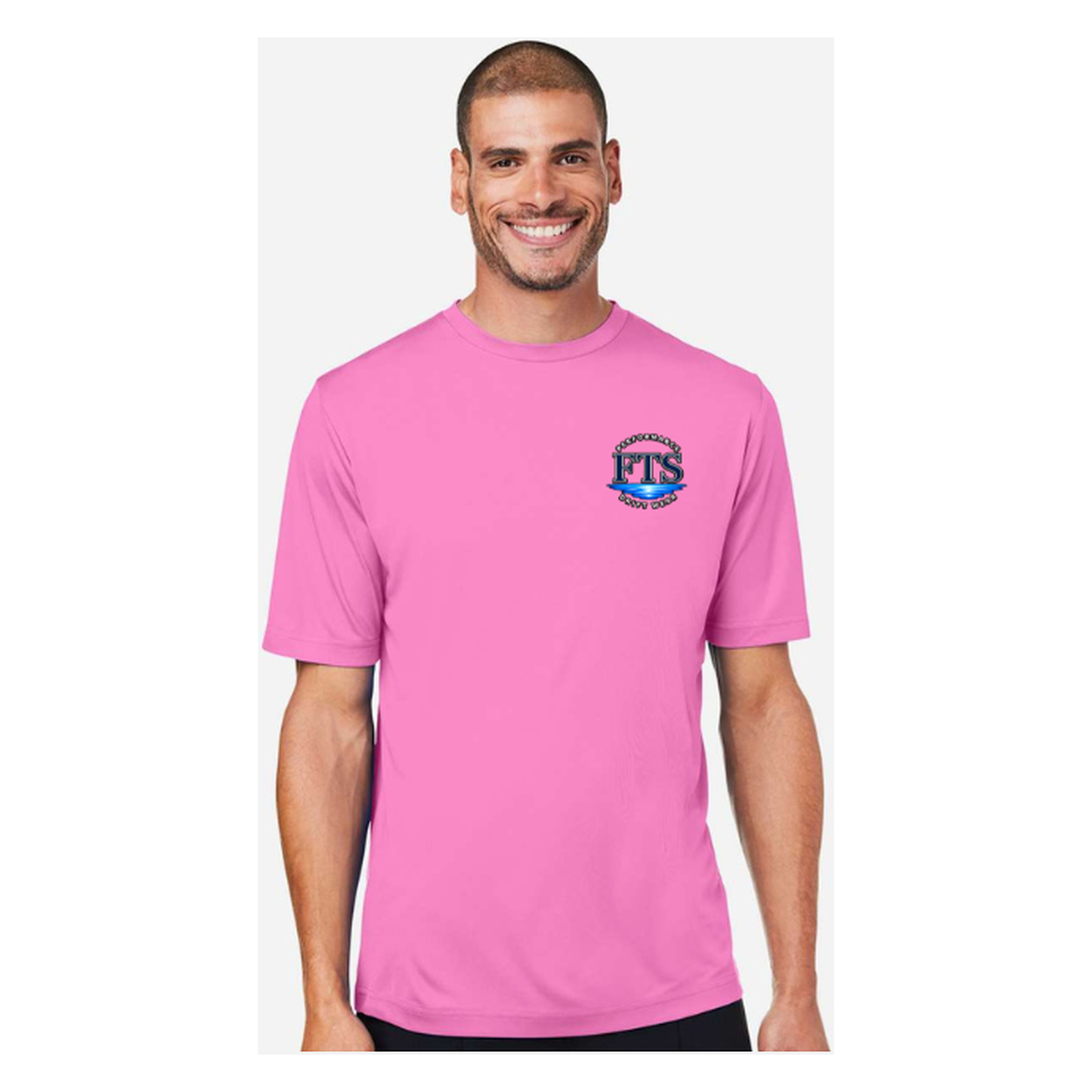 Reel Addict – Men's Short Sleeve - Charity Pink - Front