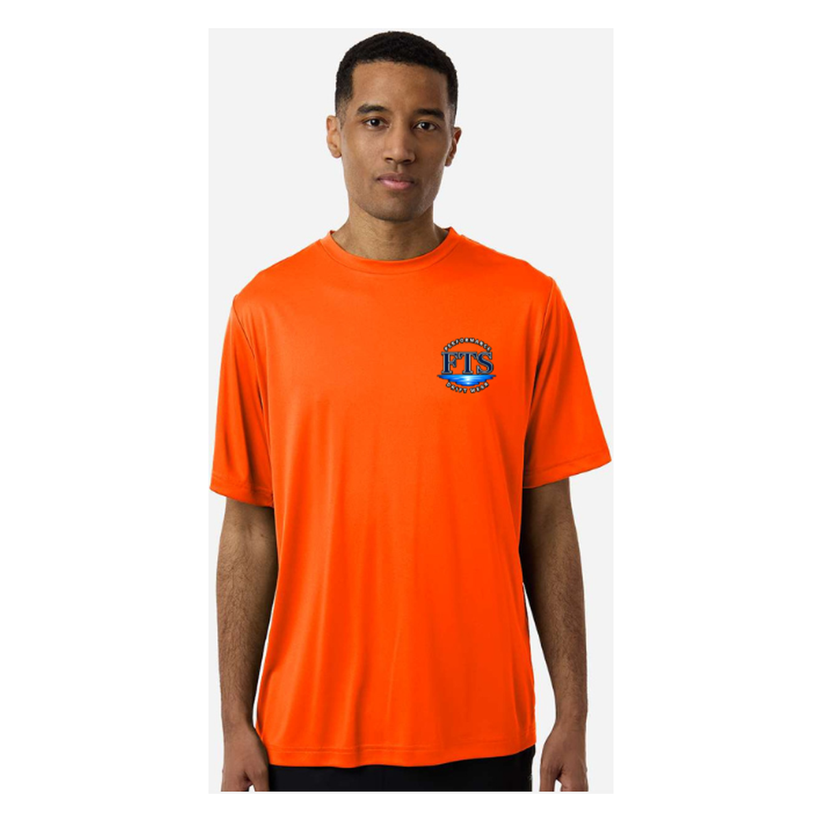 Reel Addict – Men's Short Sleeve - Safety Orange - Front