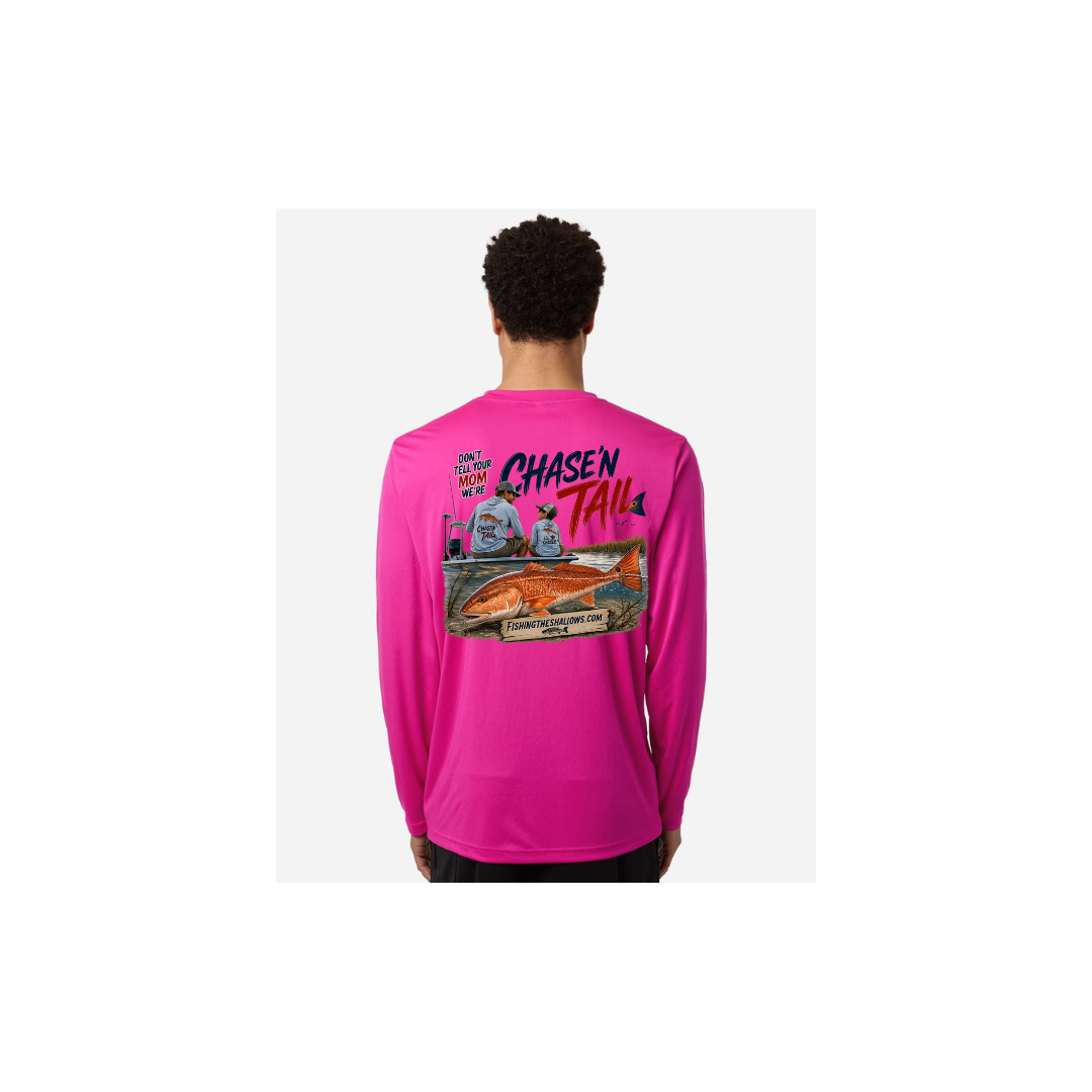 Dad and Son – Men's Long Sleeve in Bright Magenta - back view