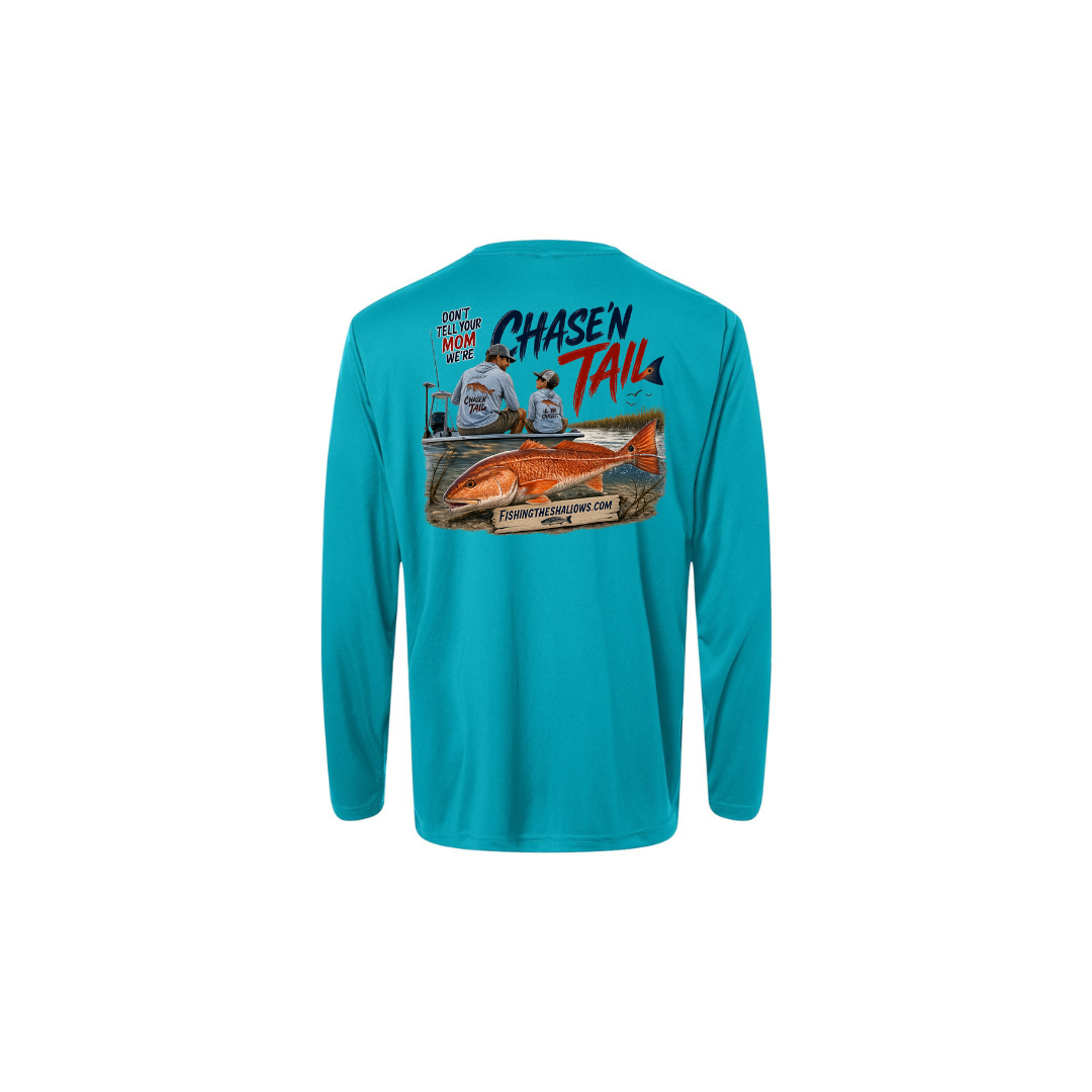 Dad and Son – Men's Long Sleeve in Clear Teal - back view