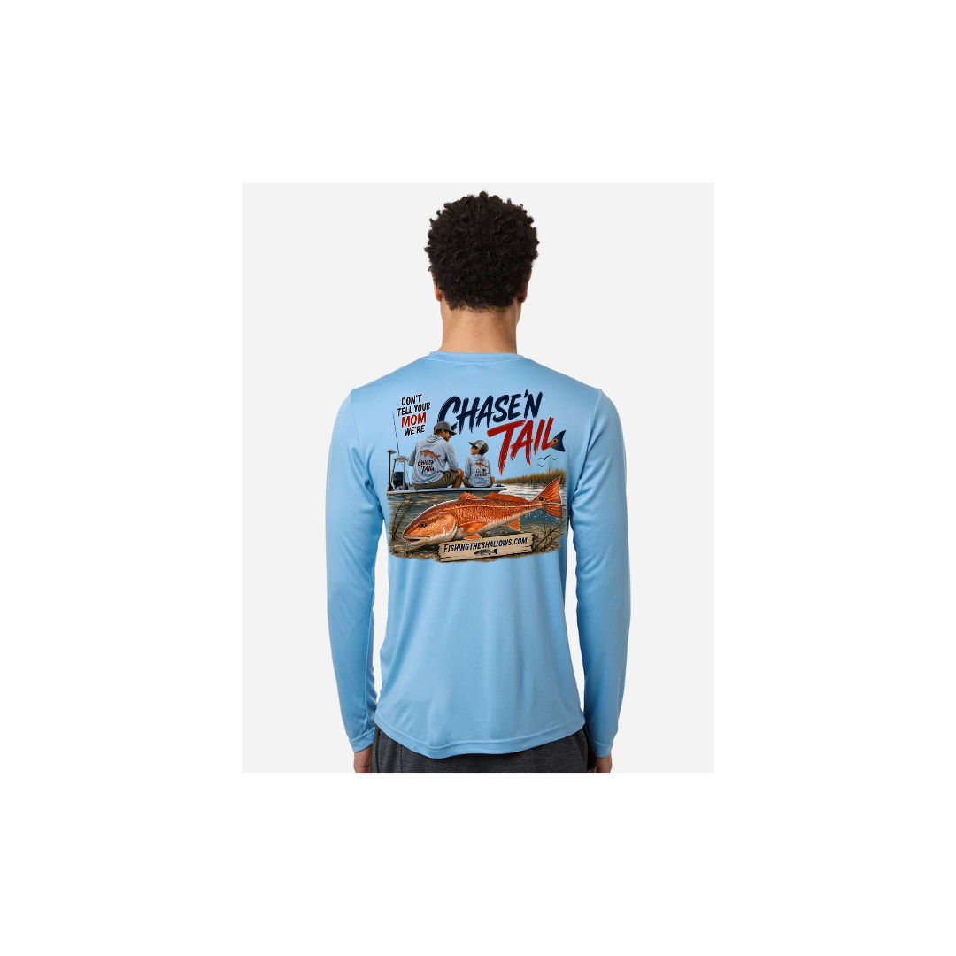 Dad and Son – Men's Long Sleeve in Columbia Blue - back view
