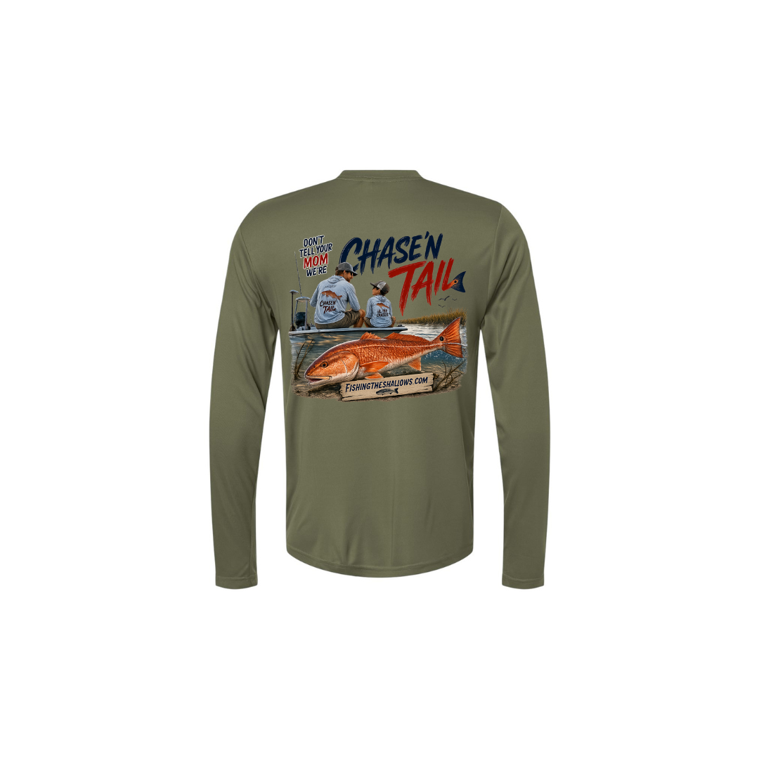 Dad and Son – Men's Long Sleeve in Military Green - back view