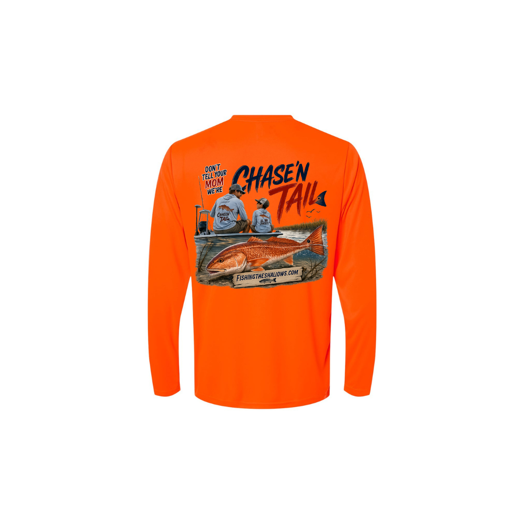 Dad and Son – Men's Long Sleeve in Safety Orange - back view