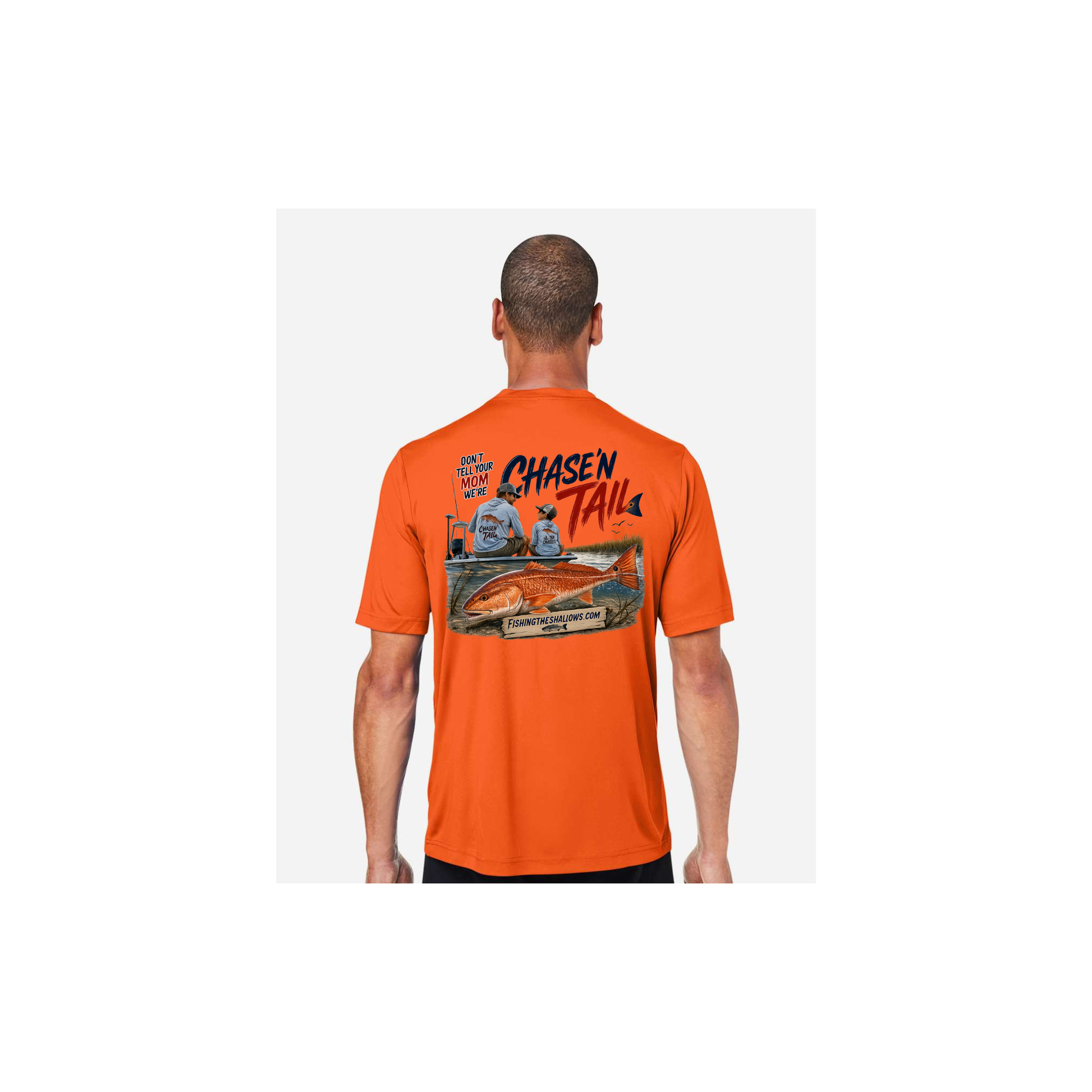 Dad and Son – Men's Short Sleeve in Campus Orange - back view