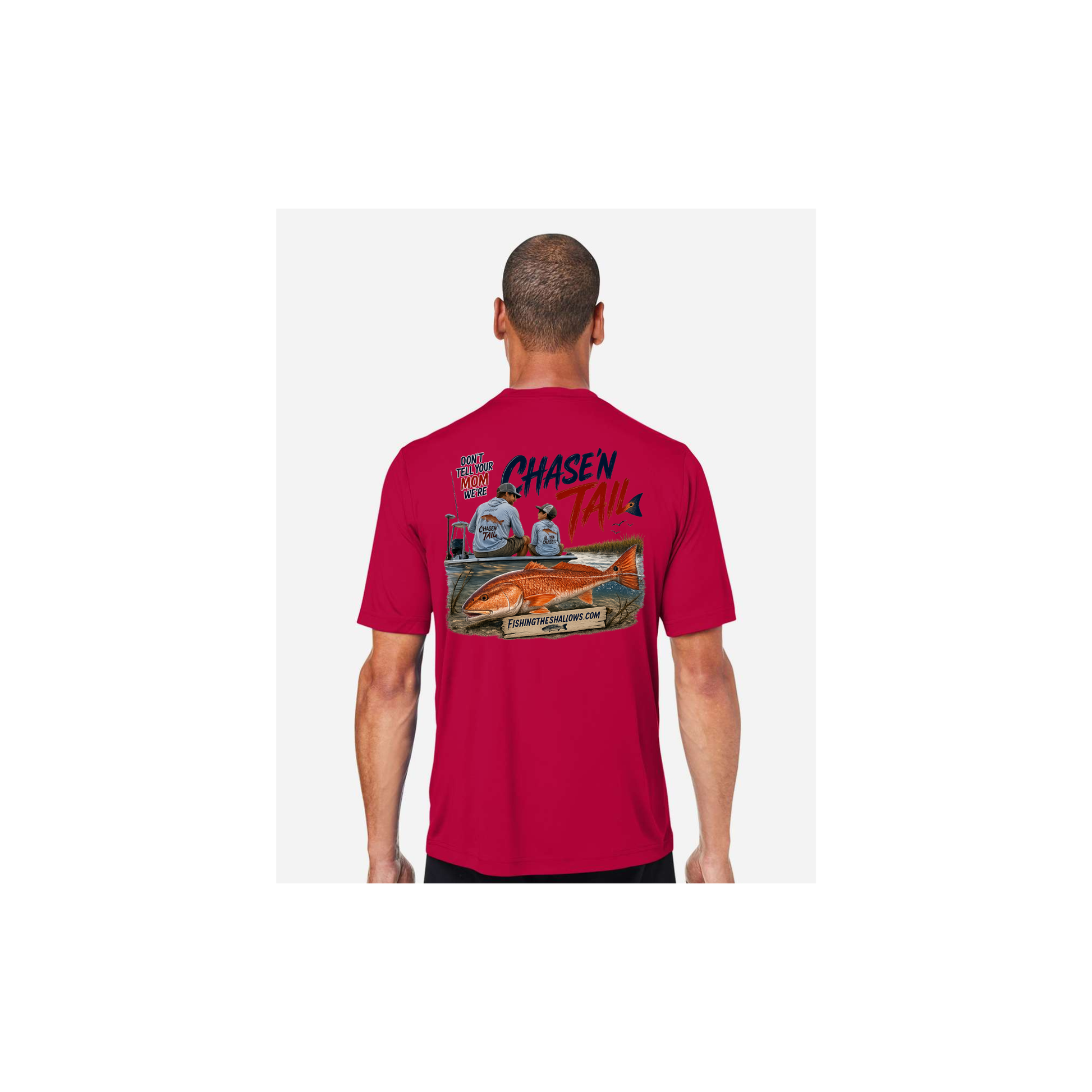 Dad and Son – Men's Short Sleeve in Classic Red - back view