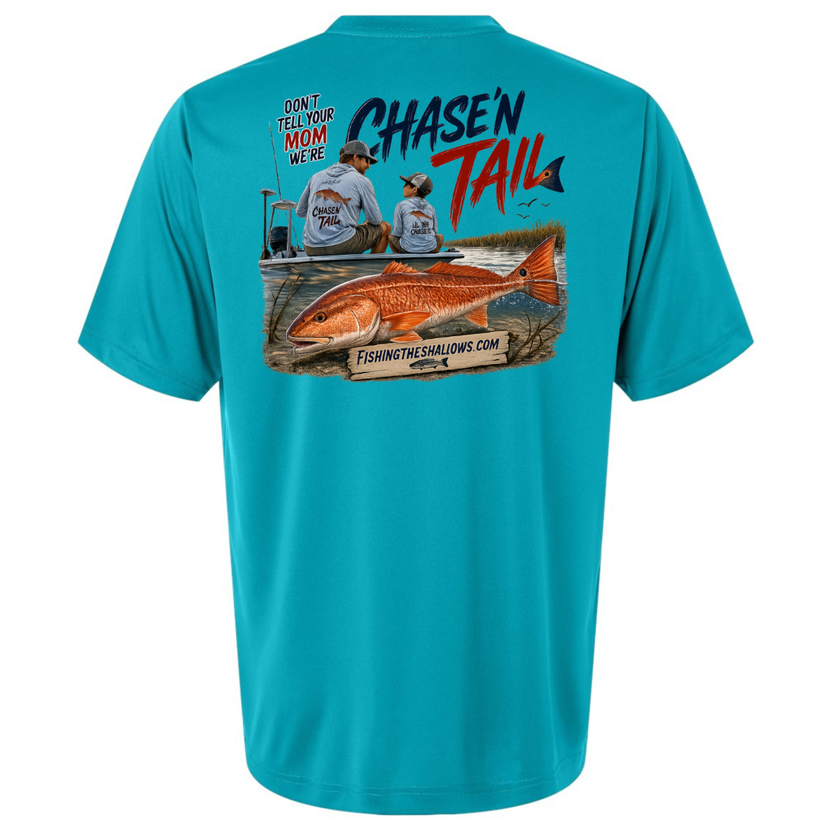 Dad and Son – Men's Short Sleeve in Clear Teal - back view