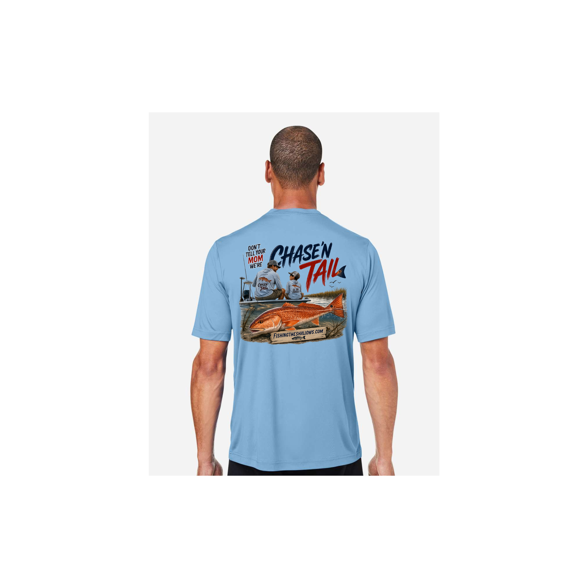 Dad and Son – Men's Short Sleeve in Columbia Blue - back view