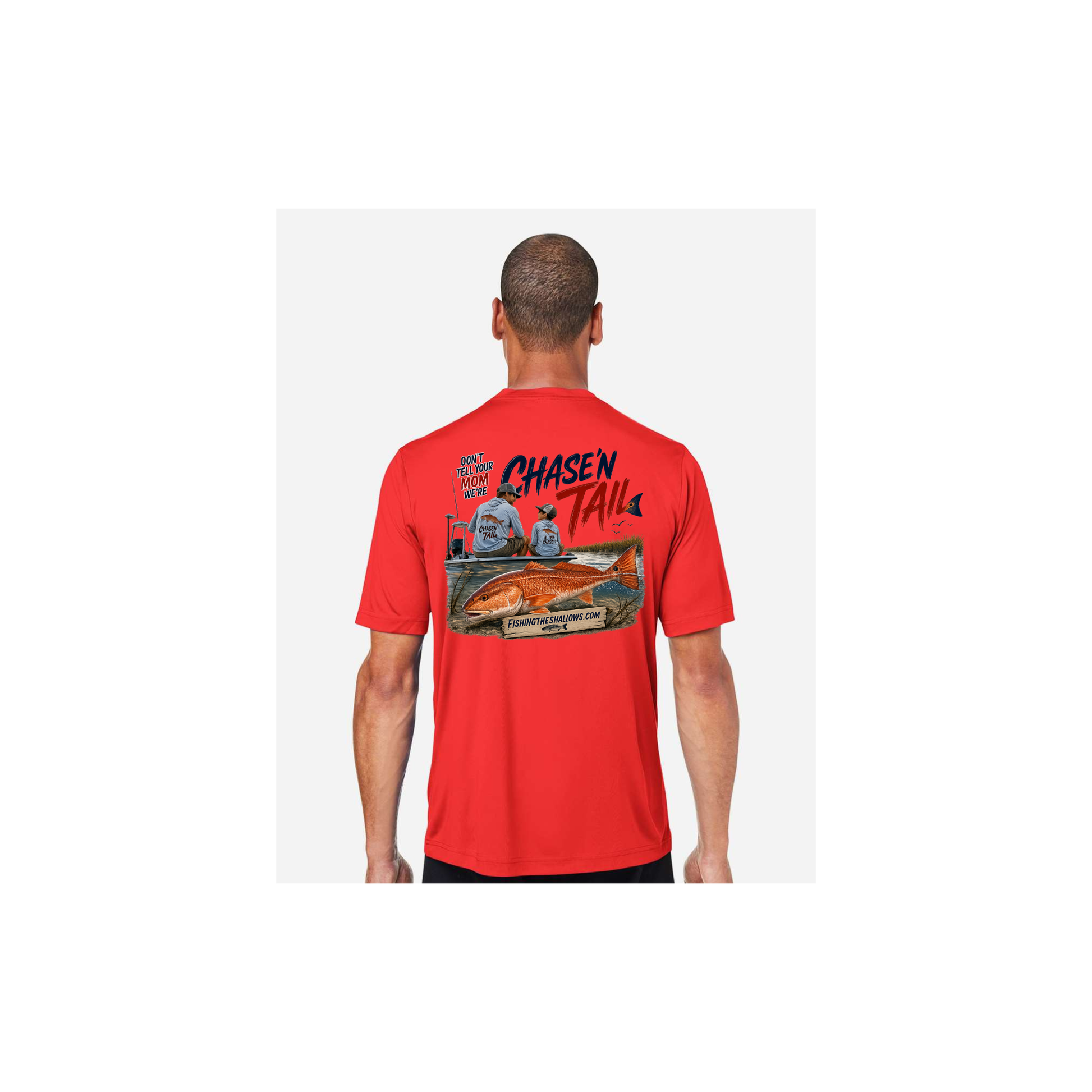 Dad and Son – Men's Short Sleeve in Marina Red - back view