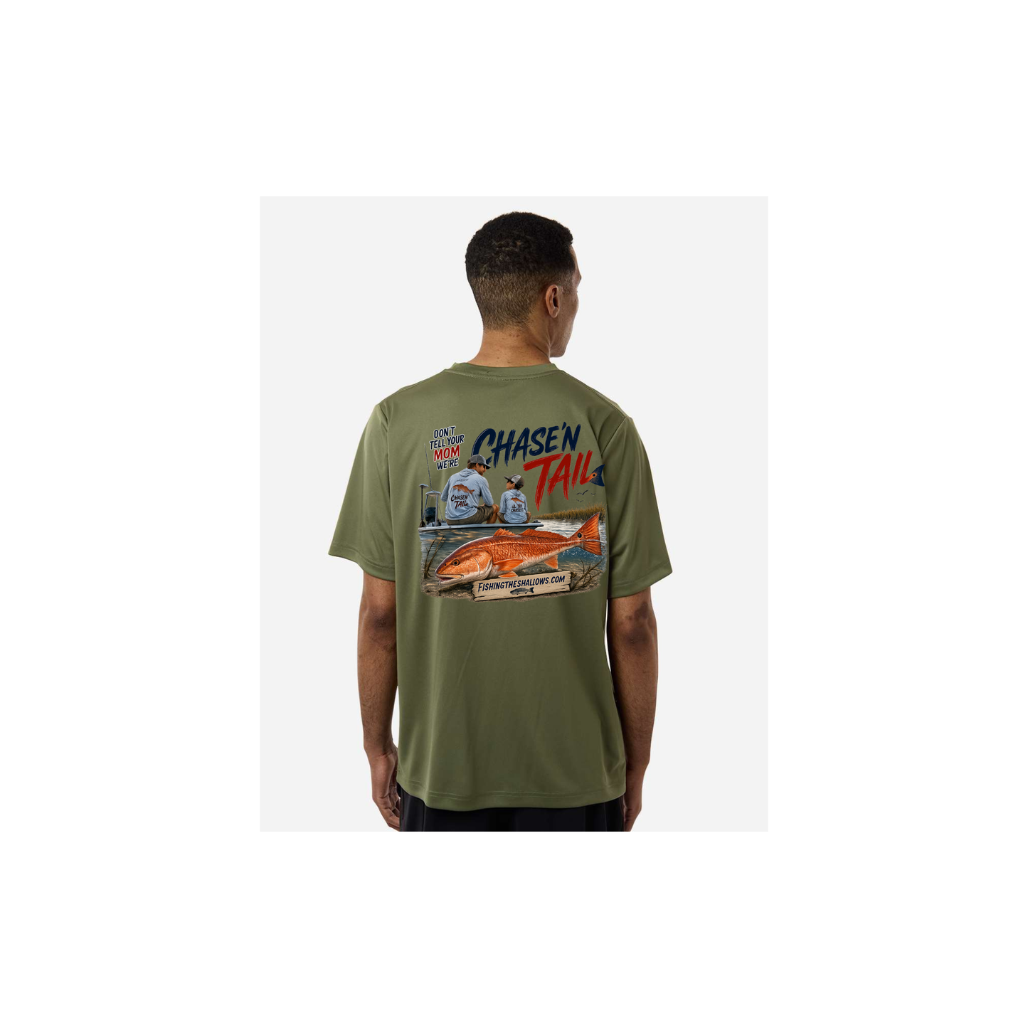 Dad and Son – Men's Short Sleeve in Military Green - back view