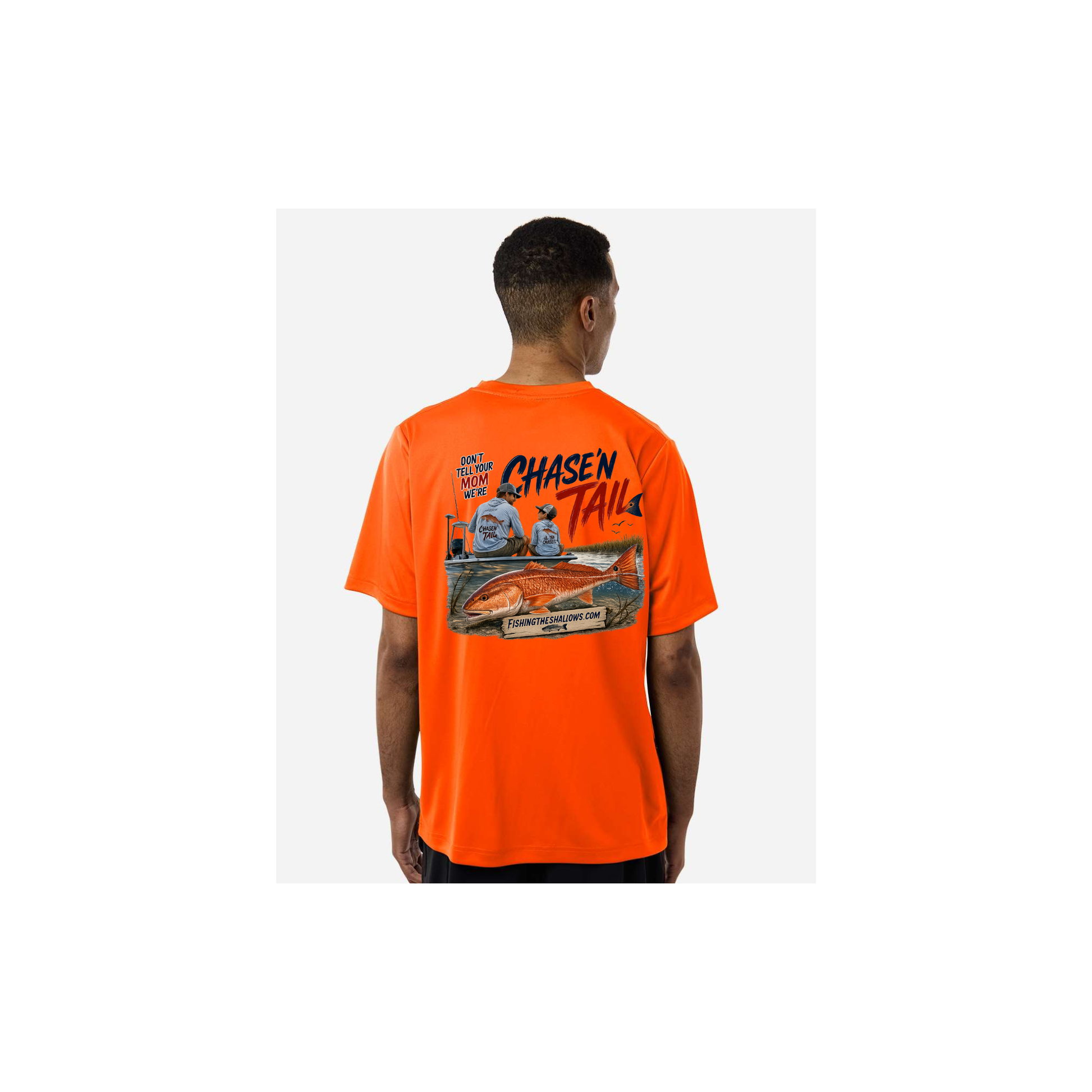 Dad and Son – Men's Short Sleeve in Safety Orange - back view