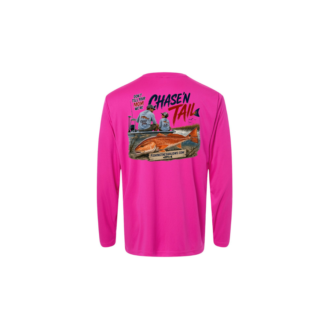 Dad and Son – Youth Long Sleeve in Bright Magenta - back view
