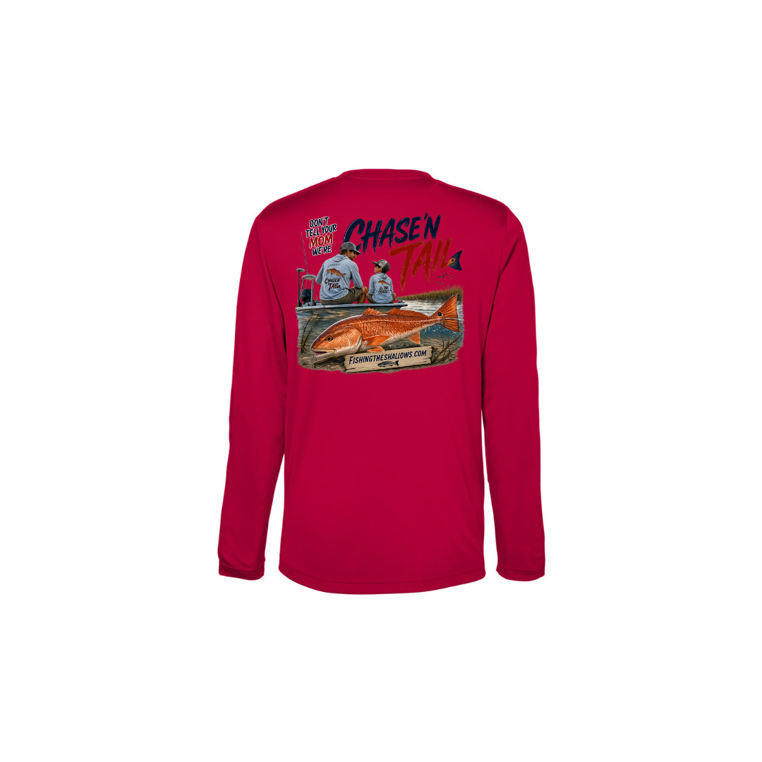 Dad and Son – Youth Long Sleeve in Classic Red - back view