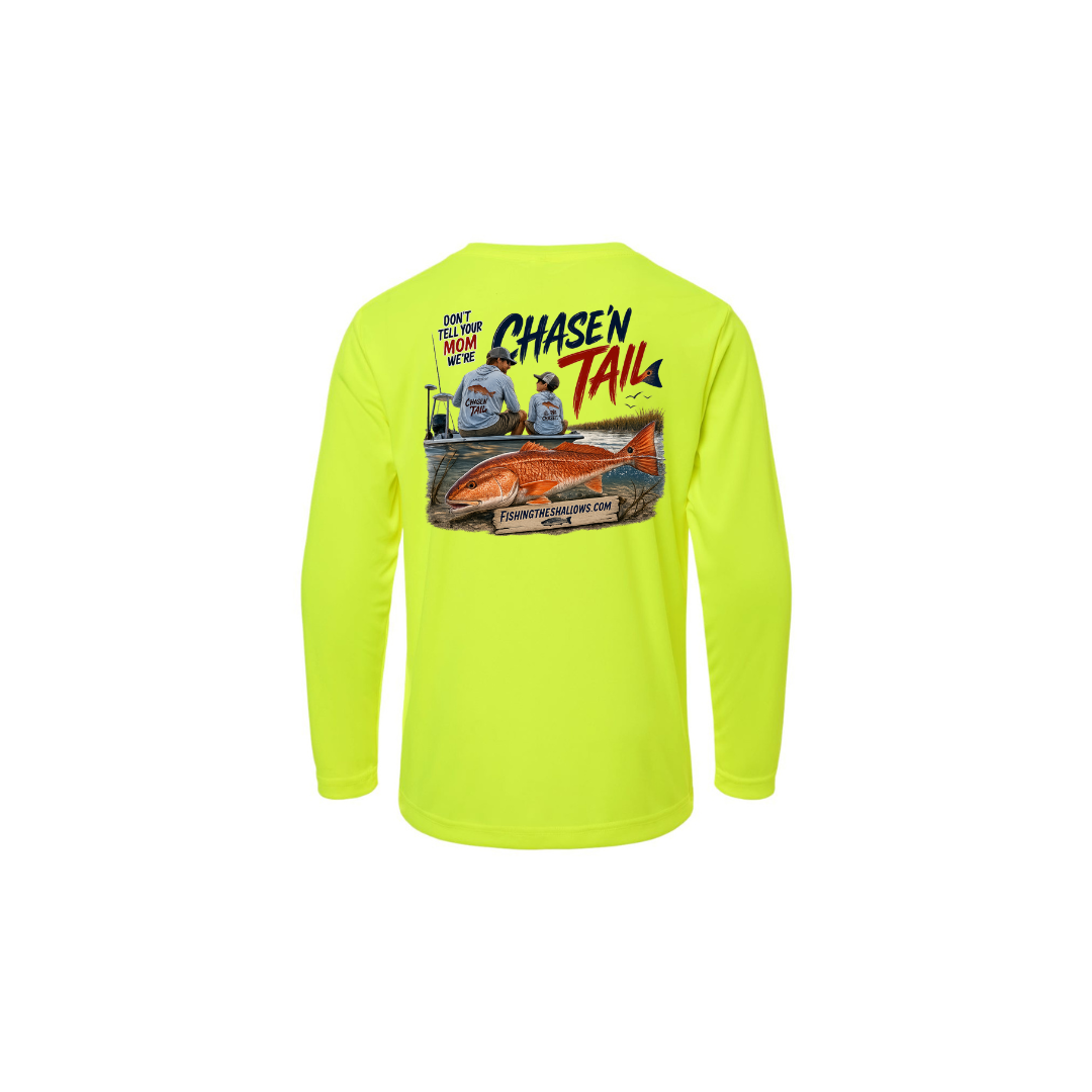 Dad and Son – Youth Long Sleeve in Safety Yellow - back view
