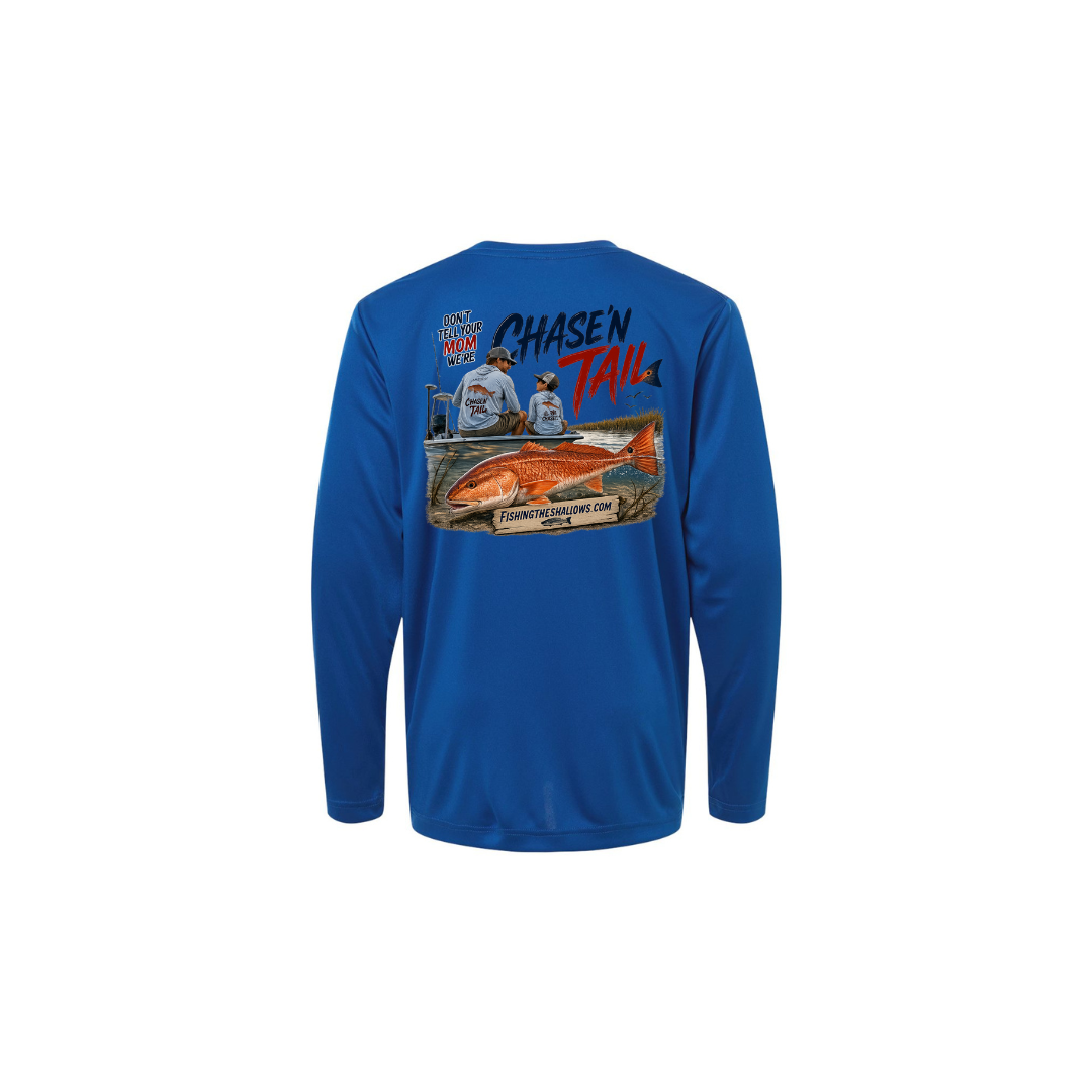 Dad and Son – Youth Long Sleeve in True Royal - back view