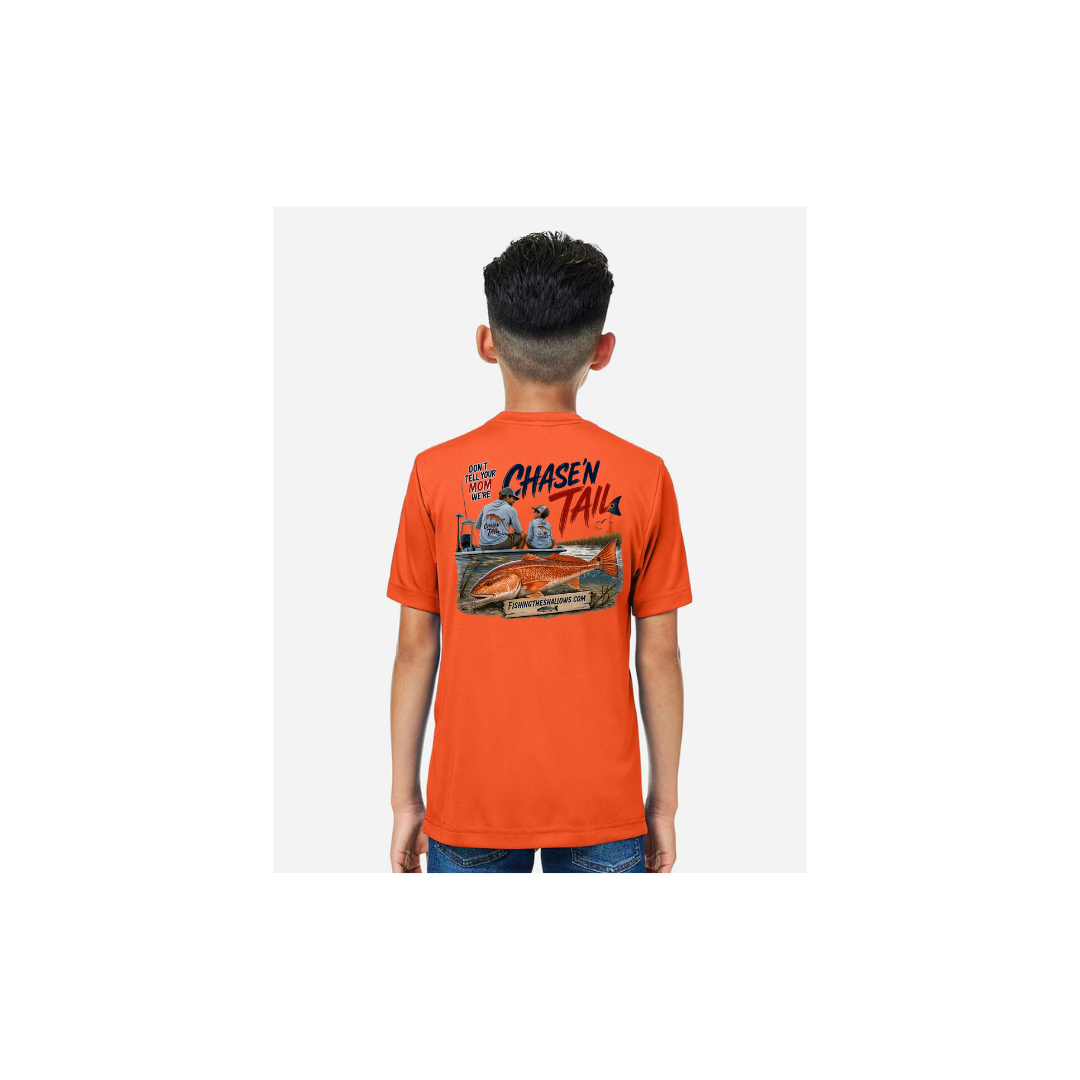 Dad and Son – Youth Short Sleeve in Campus Orange - back view